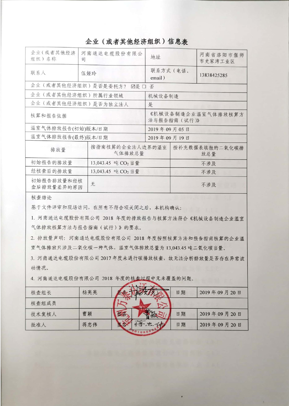 2019草莓视频APP在线股份温室气体排放核查报告